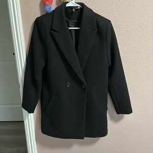 Women's Black Double-Breasted Coat